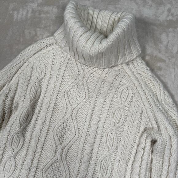 Polo Ralph Lauren Cable Knit Turtleneck Sweater Womens Size XS Beige Wool Blend - Picture 2 of 8